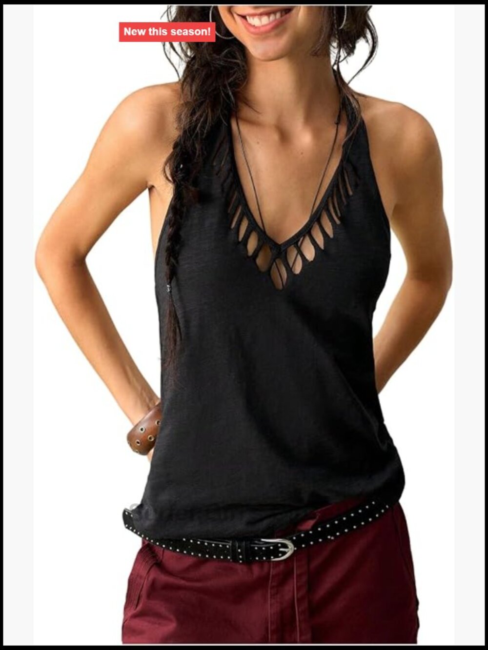 Halter Neck Sleeveless Cut Out Ripped Y2K Tank Top